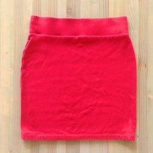 Solid Red High Waisted Mini Pencil Skirt Stretch Knit Small